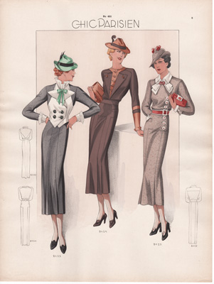 vintage fashion prints art deco chic parisien 1936